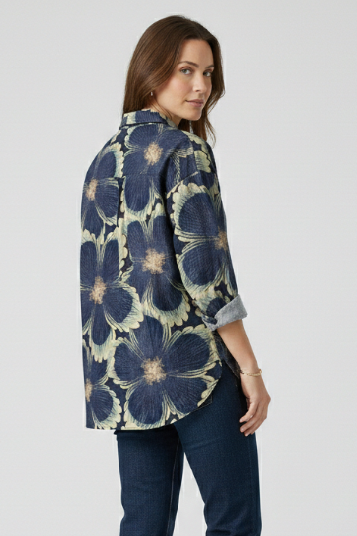 Women’s Blouse with Button Closure and Floral Print