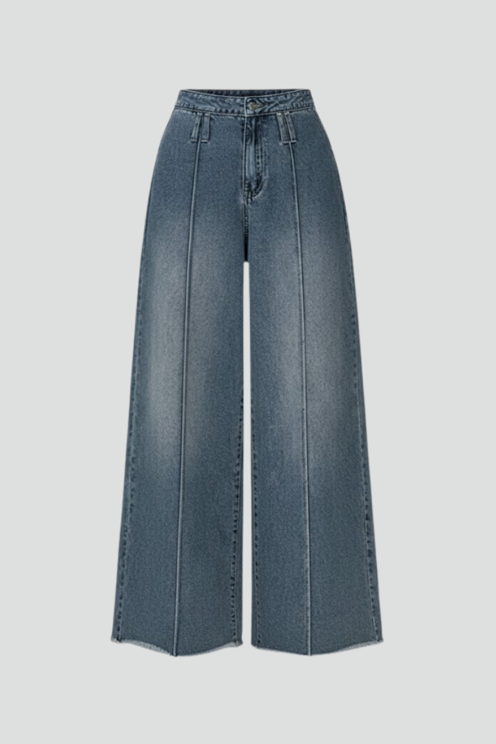 Women’s Wide Leg Trousers with High Waist and Front Seams