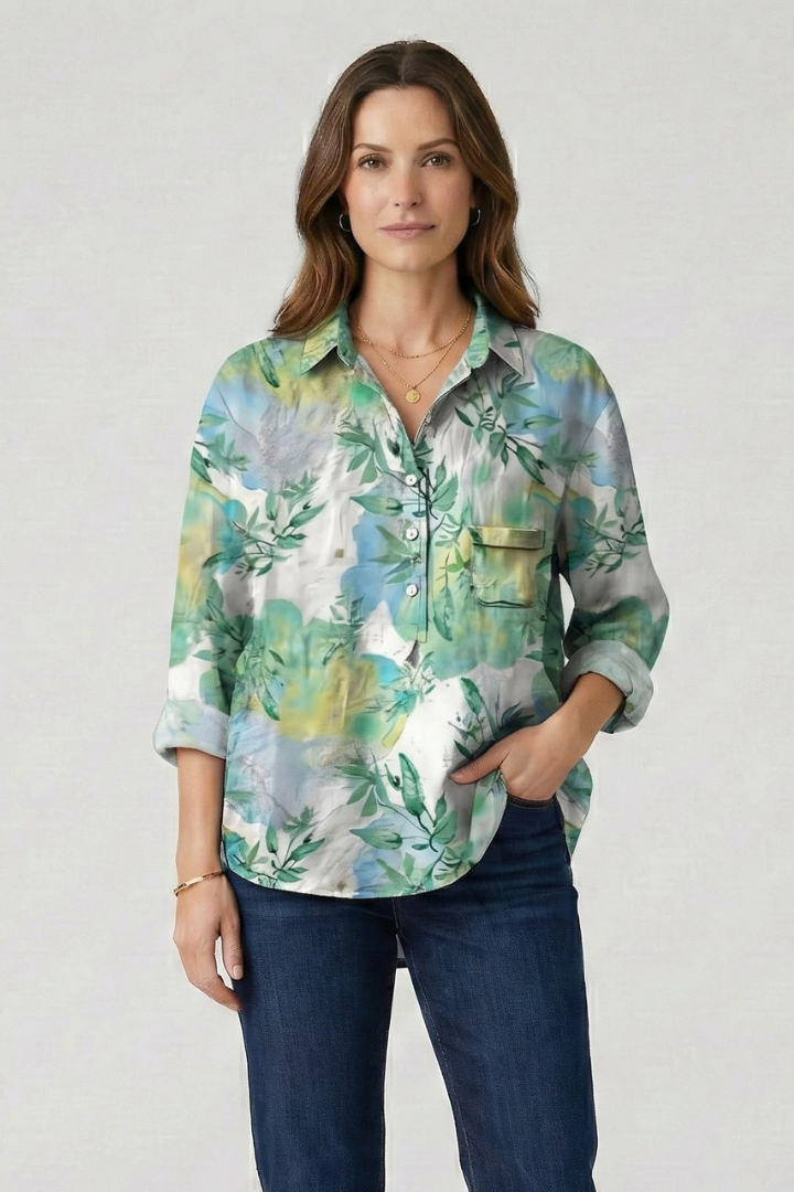 Women’s Blouse with Button Closure and Floral Print