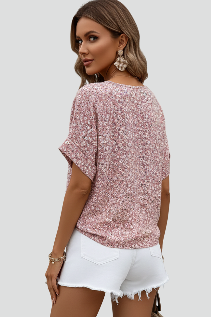 Women’s Short Sleeve Top with Button Front