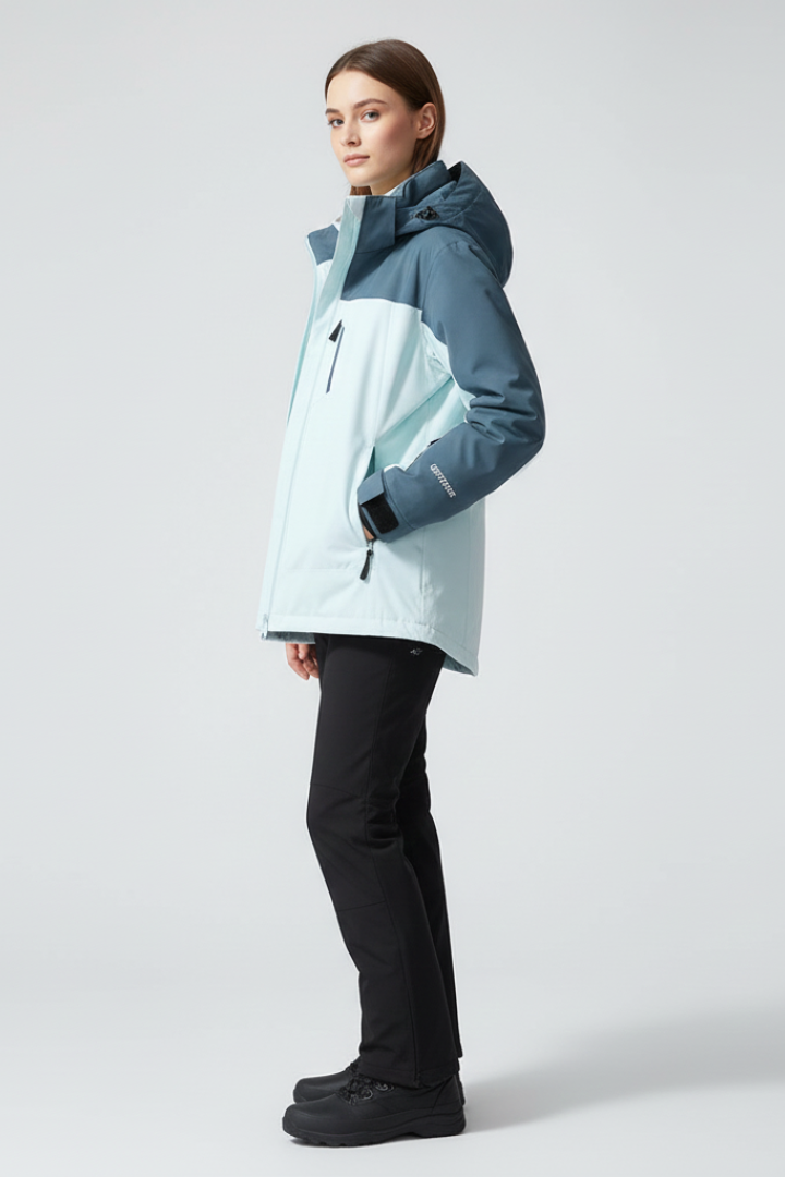 Women's Ski Jacket with Hood and Zippered Pockets