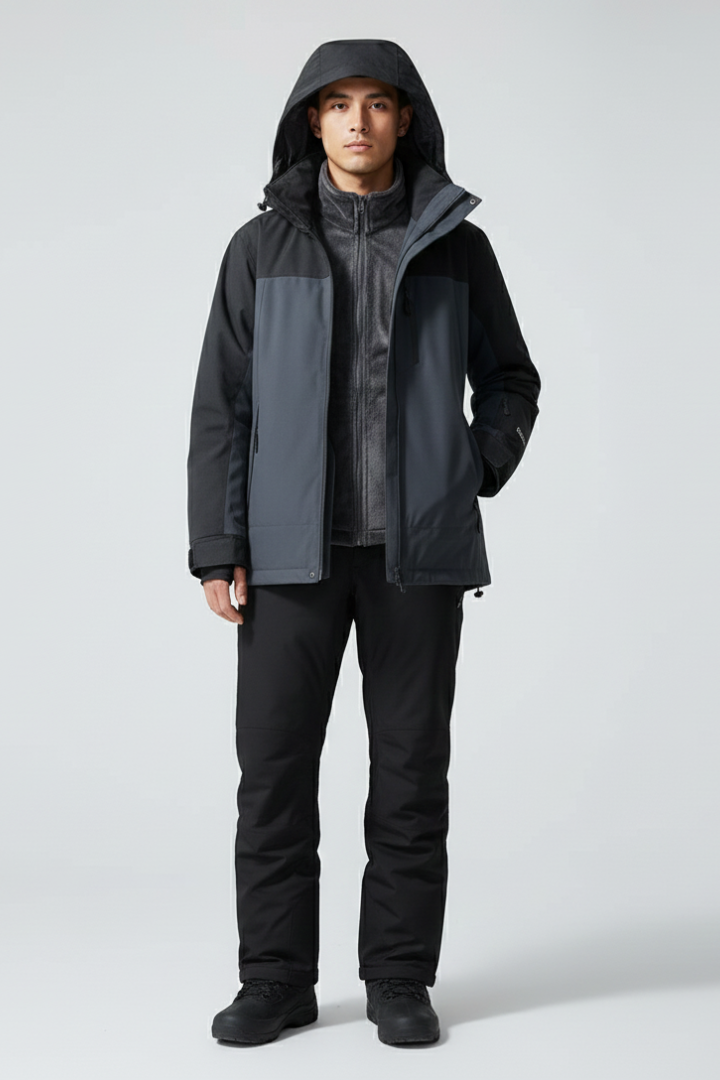 Women's Ski Jacket with Hood and Zippered Pockets