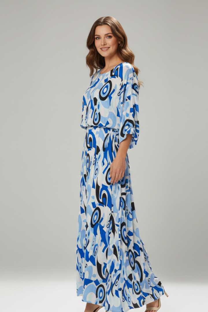Women Dress with V Neck and Waist Tie
