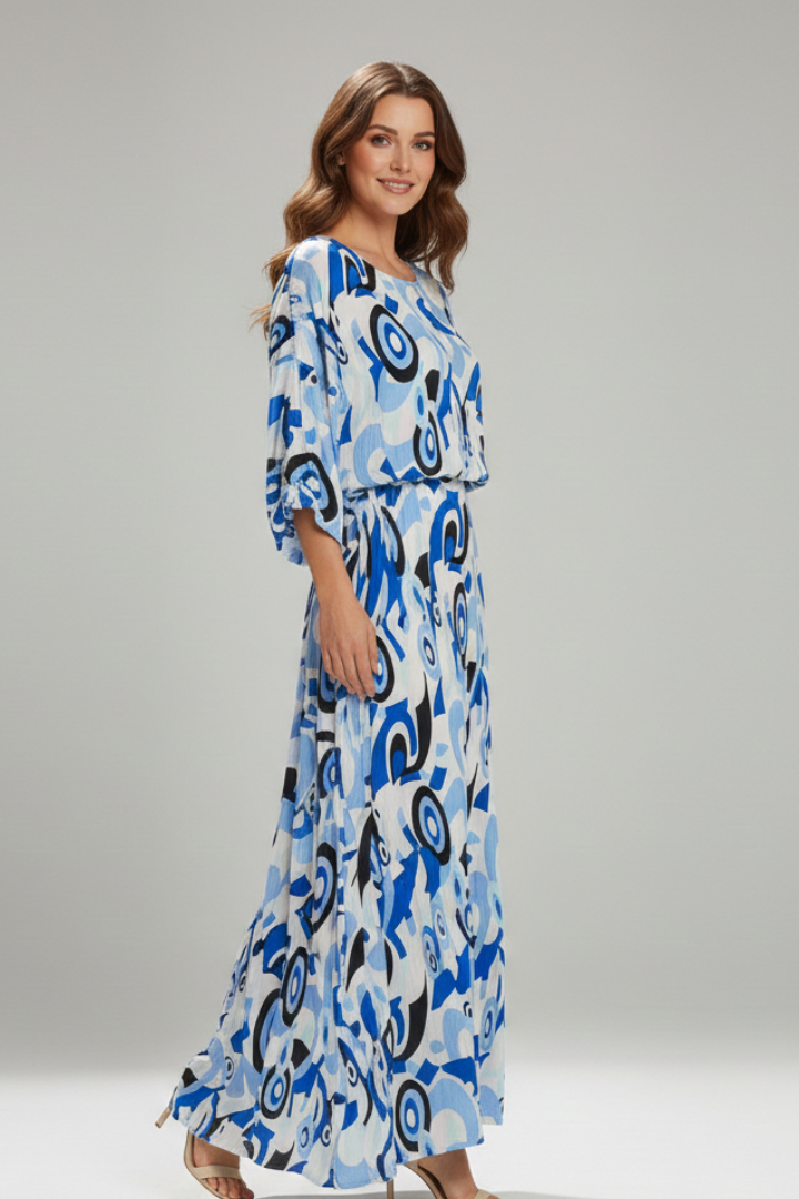 Women Dress with V Neck and Waist Tie