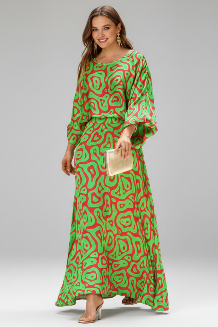 Women Dress with V Neck and Waist Tie