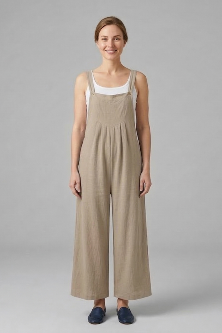 Women Jumpsuit with Adjustable Straps and Wide Legs