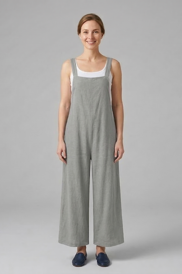 Women Jumpsuit with Adjustable Straps and Wide Legs