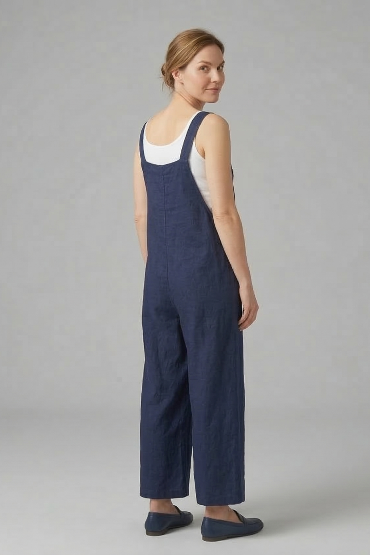 Women Jumpsuit with Adjustable Straps and Wide Legs
