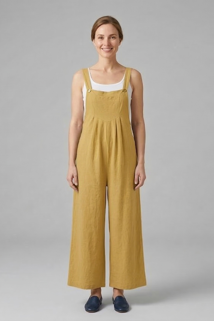 Women Jumpsuit with Adjustable Straps and Wide Legs