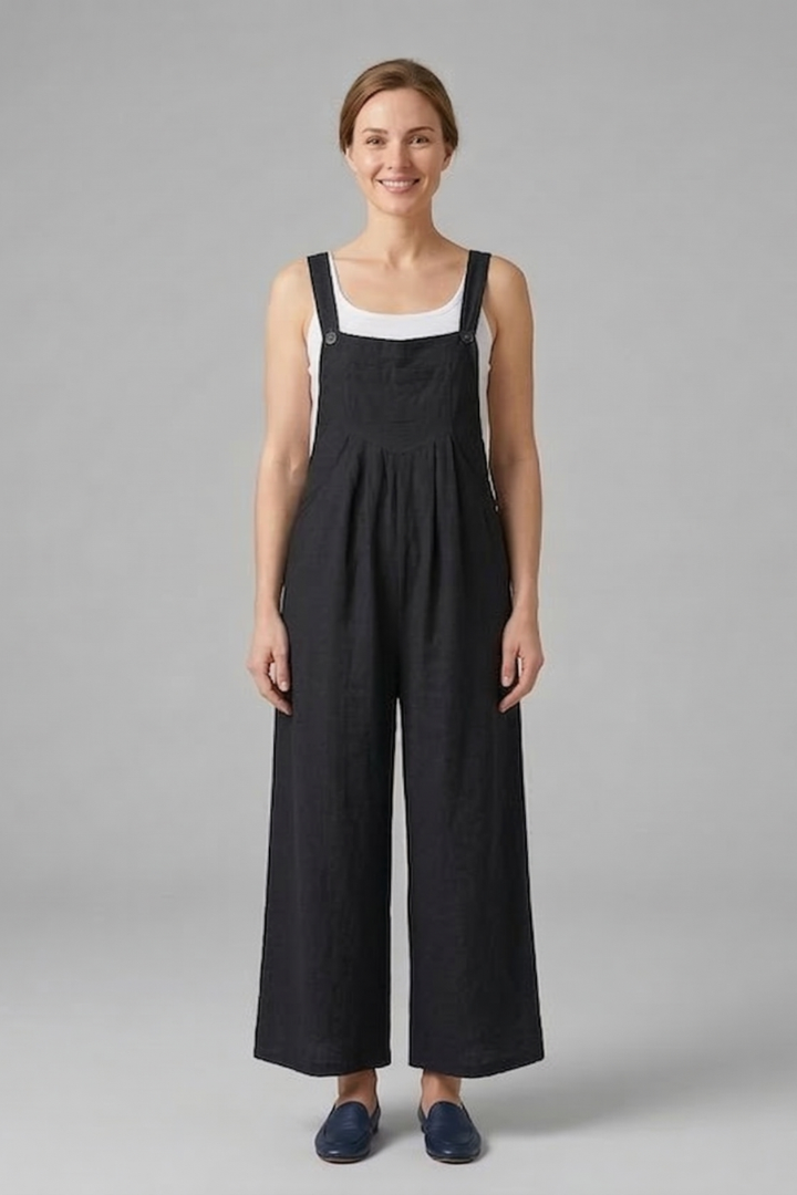 Women Jumpsuit with Adjustable Straps and Wide Legs