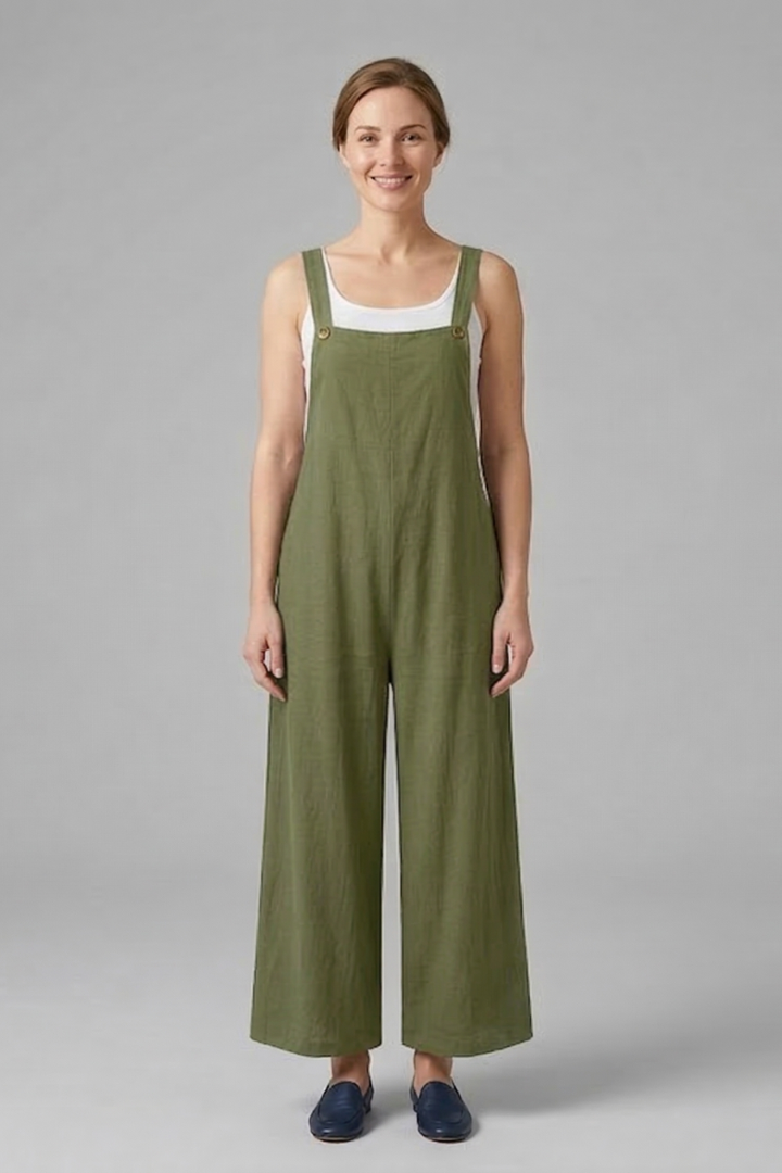 Women Jumpsuit with Adjustable Straps and Wide Legs