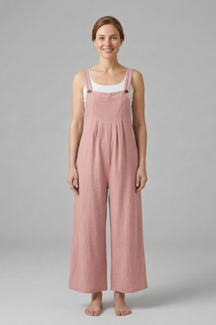 Women Jumpsuit with Adjustable Straps and Wide Legs