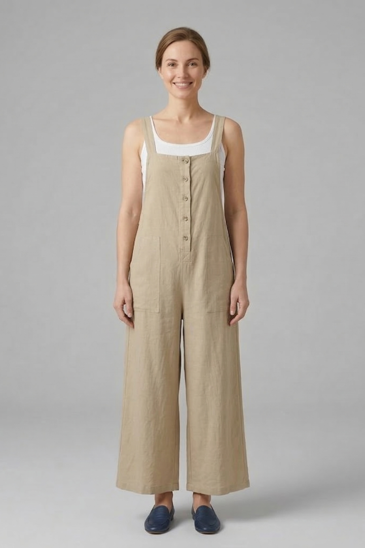 Women Jumpsuit with Adjustable Straps and Wide Legs