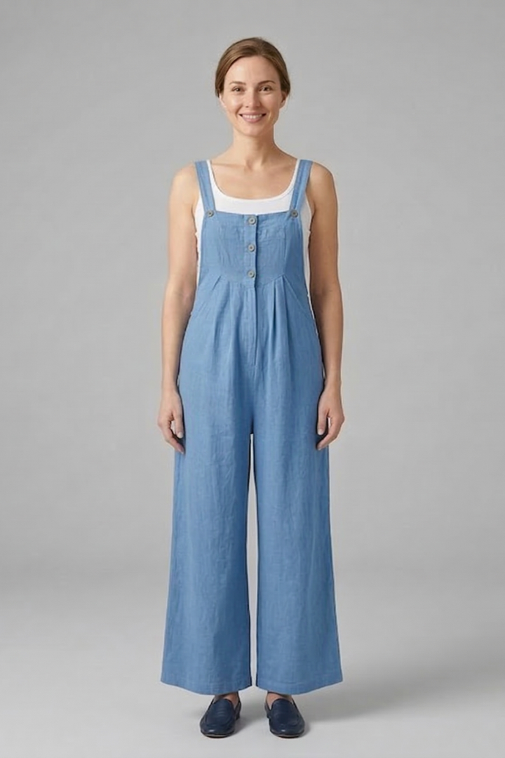 Women Jumpsuit with Adjustable Straps and Wide Legs