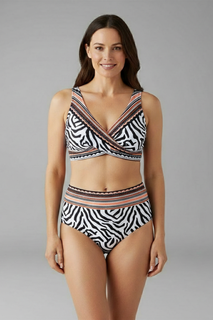 Women’s Bikini Set with Cross Front Top and High Waist