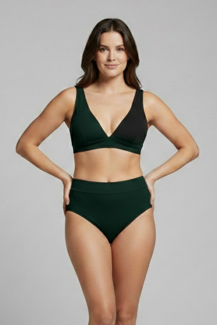 Women’s Bikini Set with V Neck and Ribbed Surface