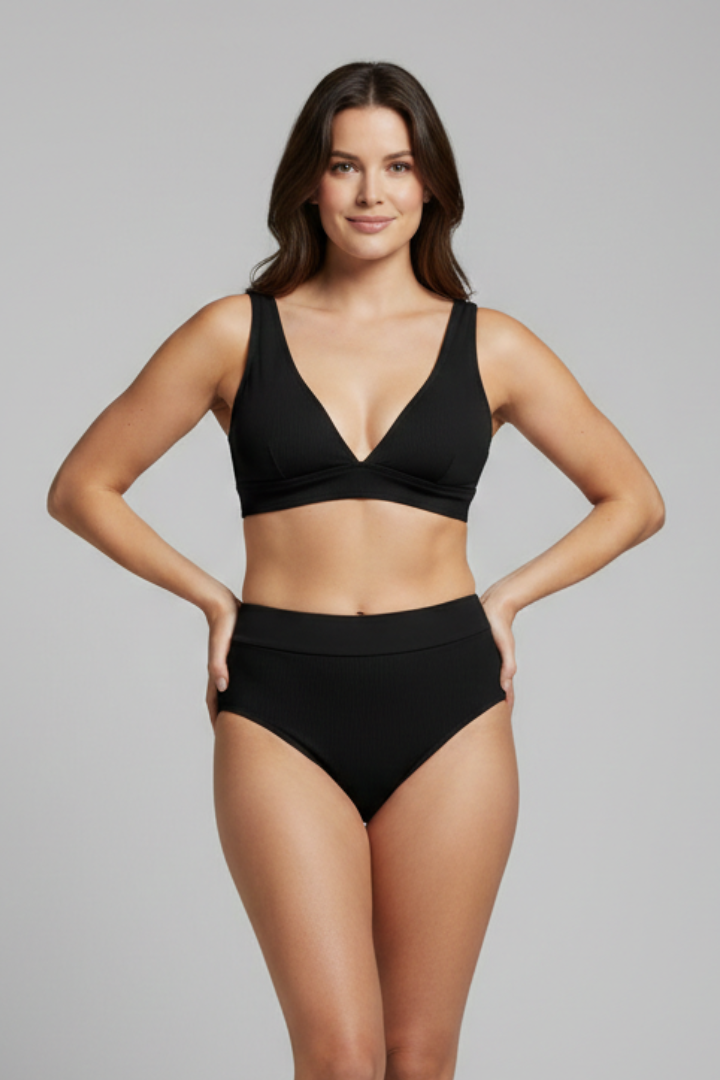 Women’s Bikini Set with V Neck and Ribbed Surface