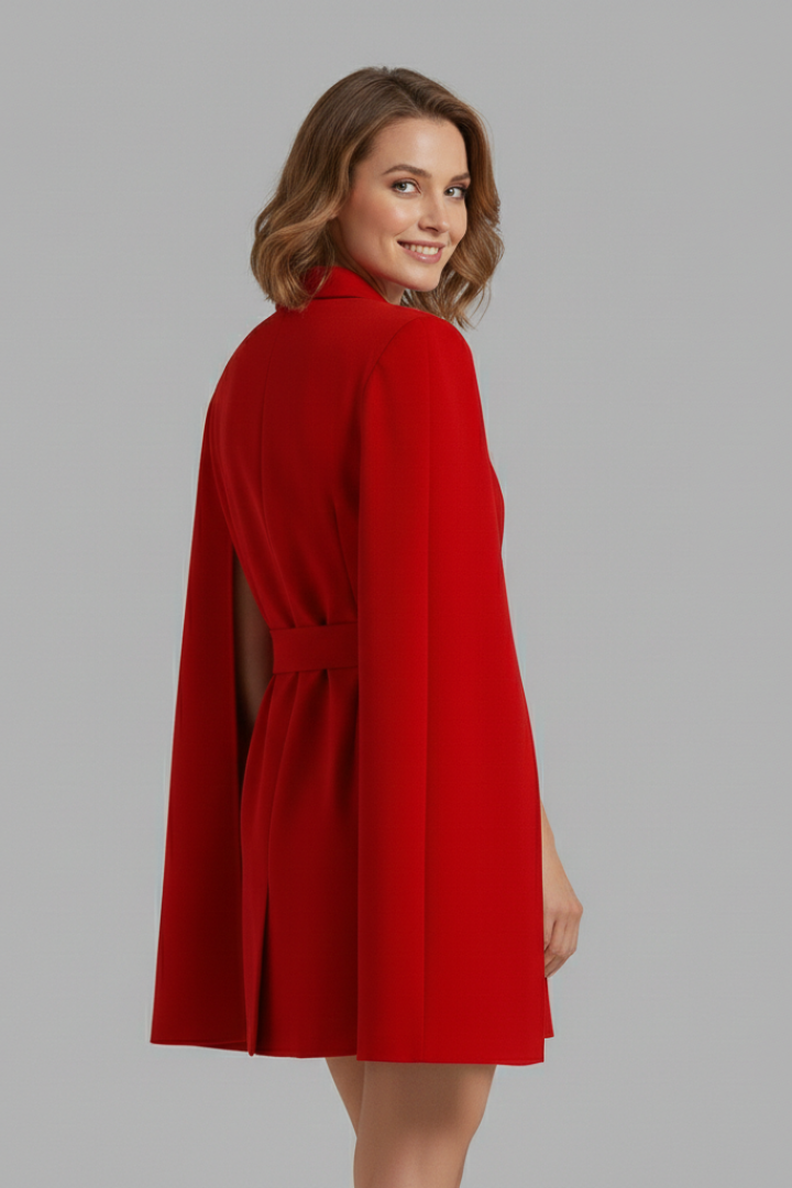 Women’s Blazer Dress with Double-Breasted Buttons and Belt