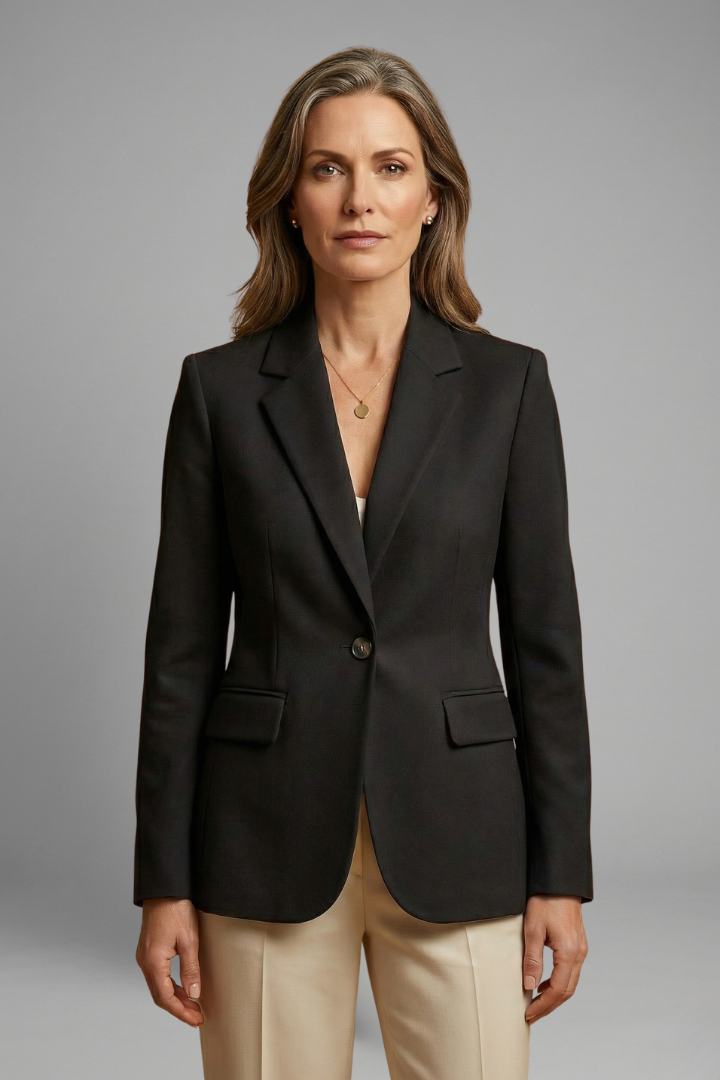 Women’s Blazer with Single Button and Flap Pockets