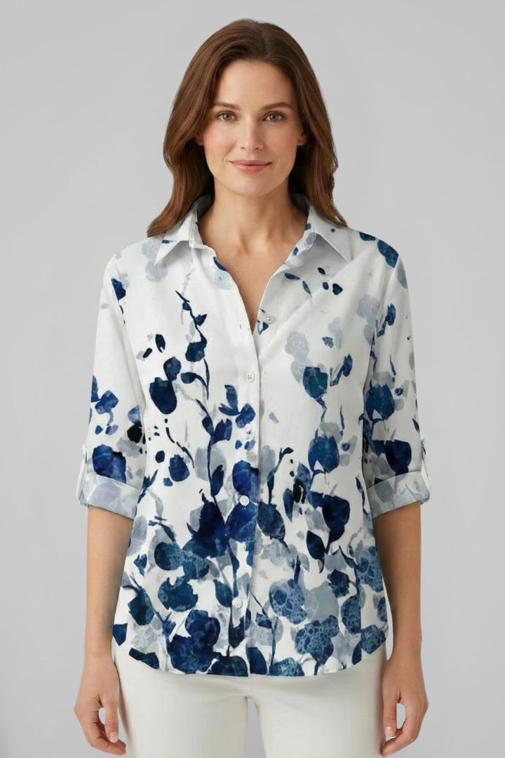 Women’s Blouse with Button Closure and Mandala Print