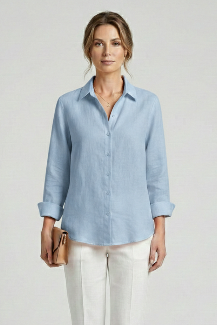 Women’s Blouse with Button Fastening and Collared Neckline