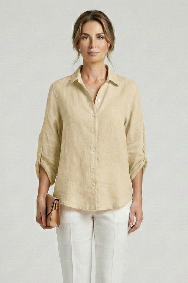 Women’s Blouse with Button Fastening and Collared Neckline