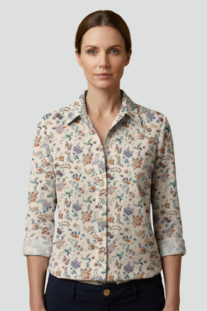 Women’s Blouse with Collar and Button Closure