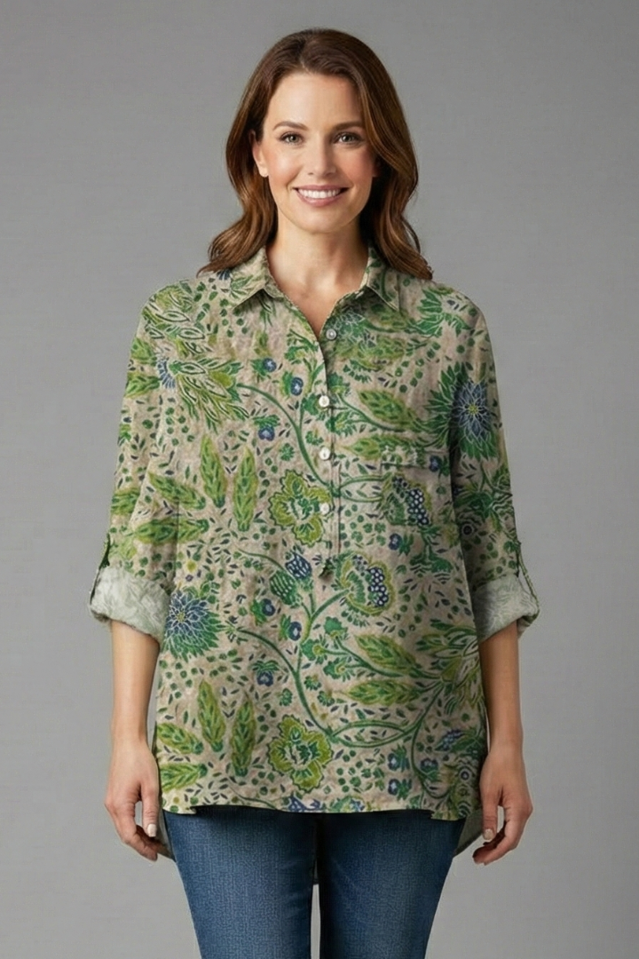 Women’s Blouse with Collar and Chest Pocket