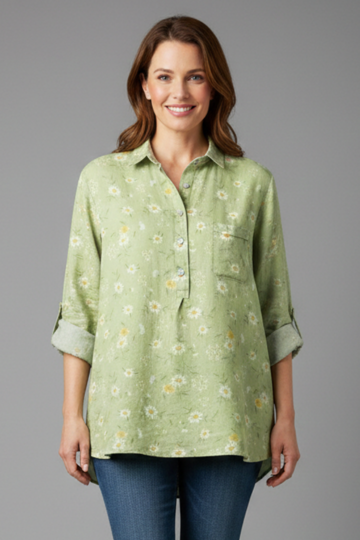 Women’s Blouse with Collar and Chest Pocket