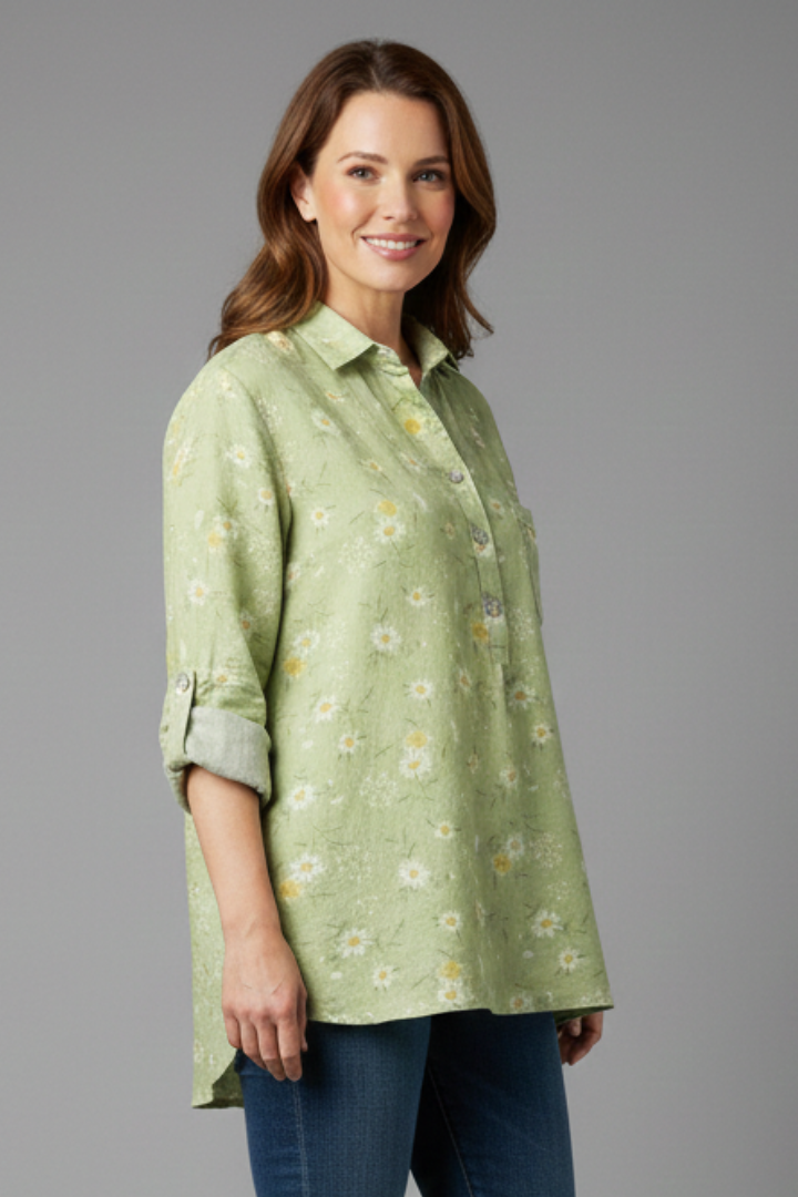 Women’s Blouse with Collar and Chest Pocket