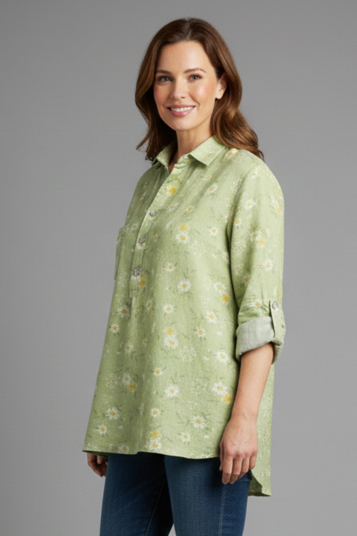 Women’s Blouse with Collar and Chest Pocket