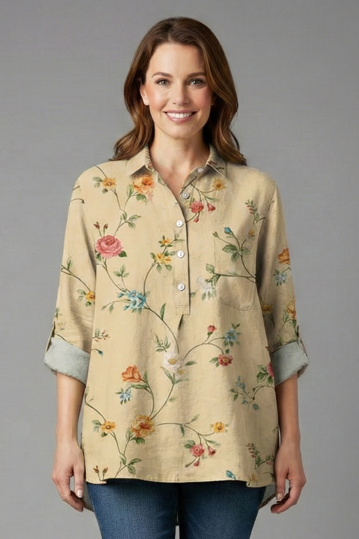 Women’s Blouse with Collar and Chest Pocket