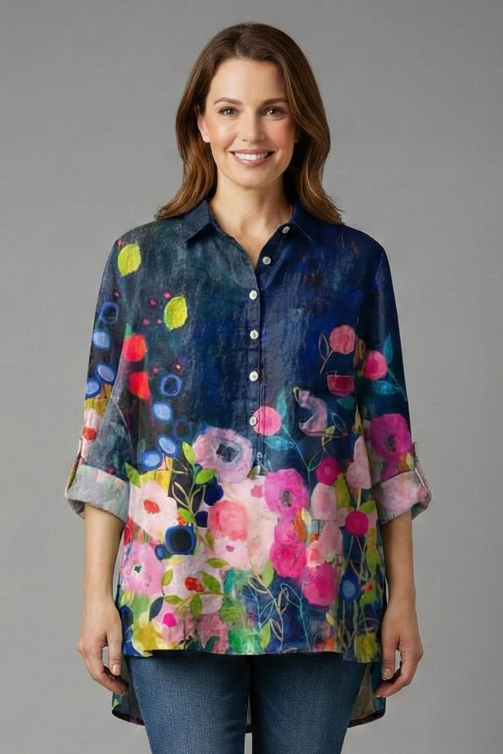 Women’s Blouse with Collar and Chest Pocket