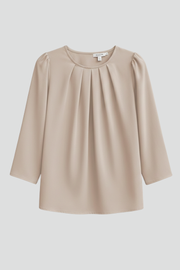 Women’s Blouse with Pleated Front and Long Sleeves