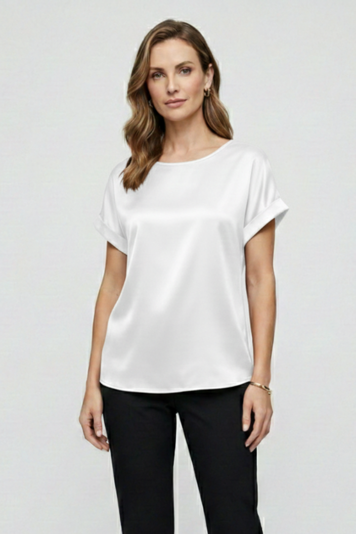 Women’s Blouse with Round Neck and Short Sleeves
