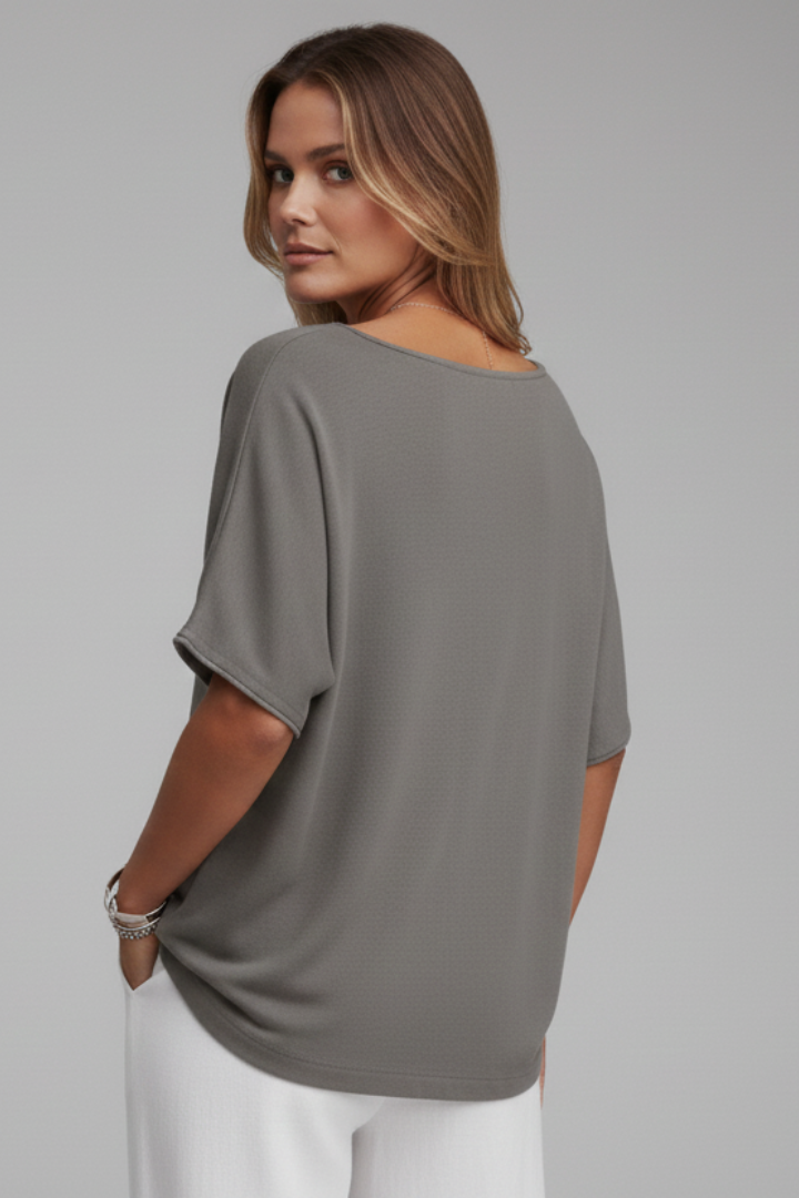 Women’s Blouse with Round Neck and Short Sleeves