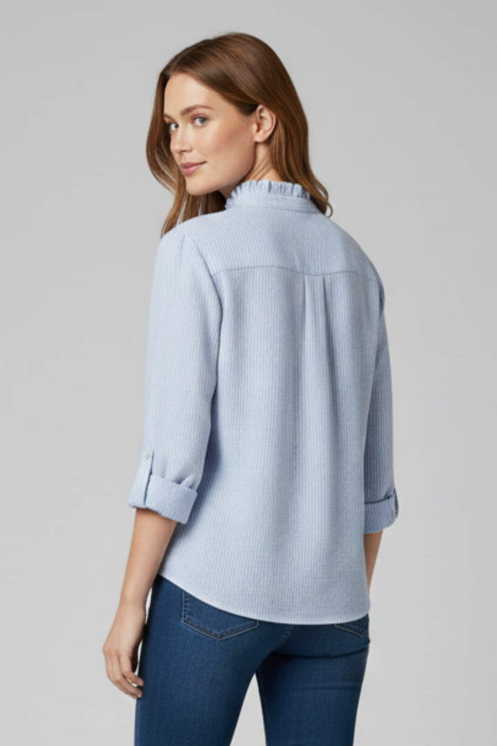 Women’s Blouse with Round Neck and Smooth Finish