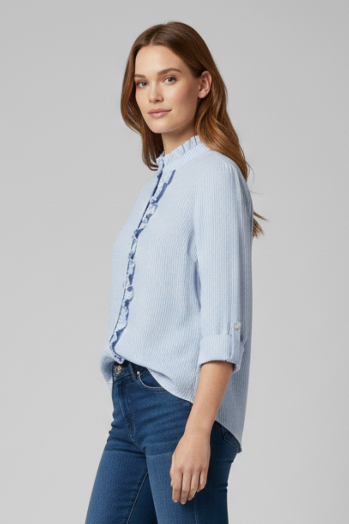 Women’s Blouse with Round Neck and Smooth Finish