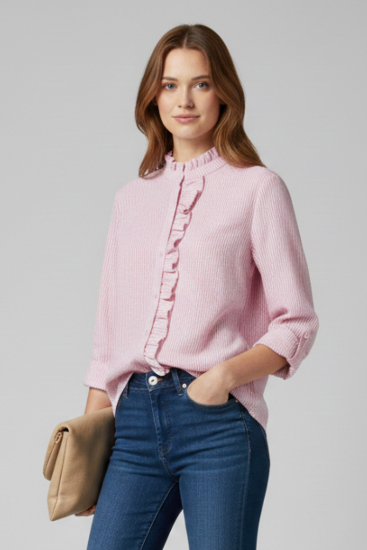 Women’s Blouse with Round Neck and Smooth Finish