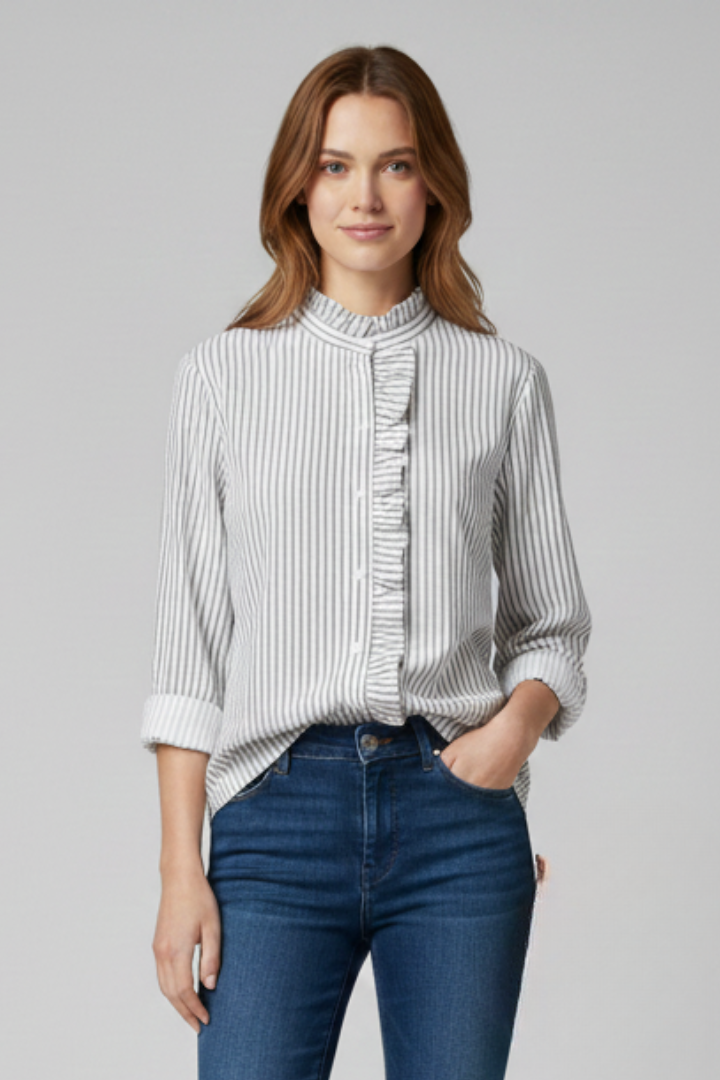 Women’s Blouse with Round Neck and Smooth Finish