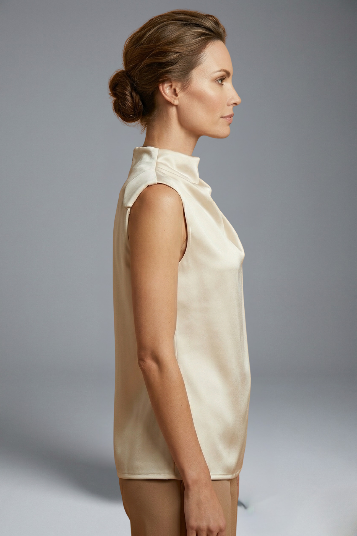 Women’s Blouse with Sleeveless Design and Lightweight Fabric
