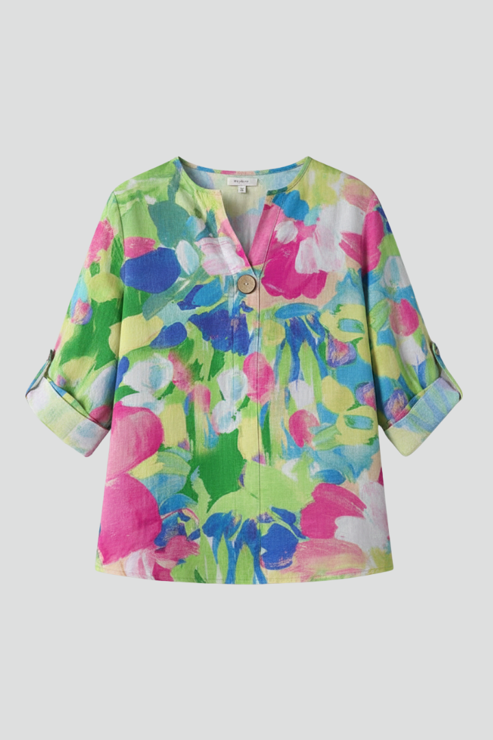 Women’s Blouse with V-Neck and Floral Print