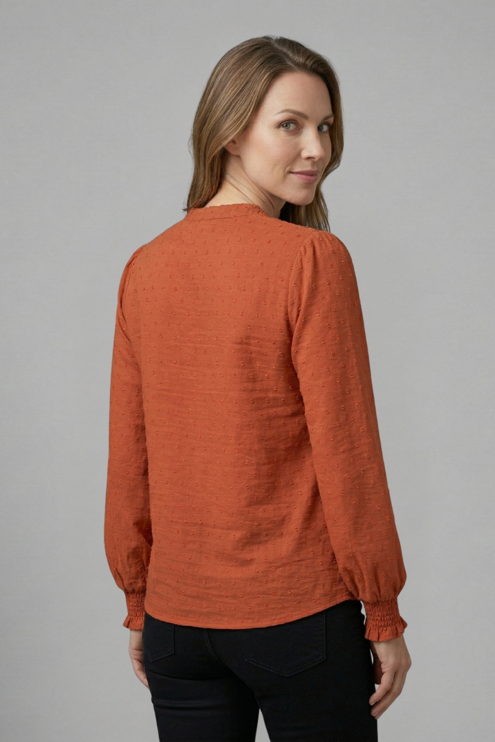 Women’s Blouse with V-Neck and Lace Detail