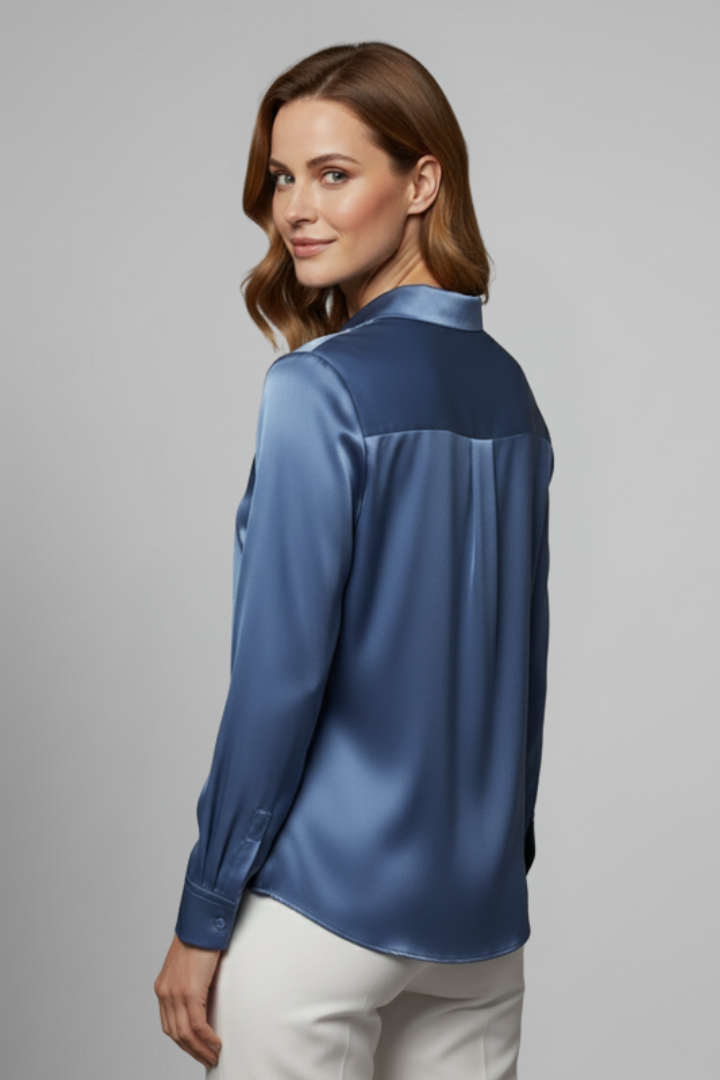 Women’s Blouse with V-Neck and Long Sleeves