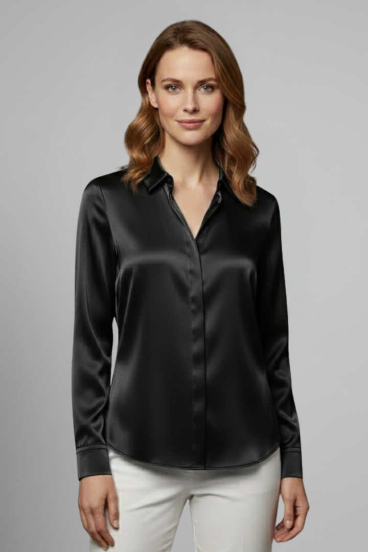 Women’s Blouse with V-Neck and Long Sleeves