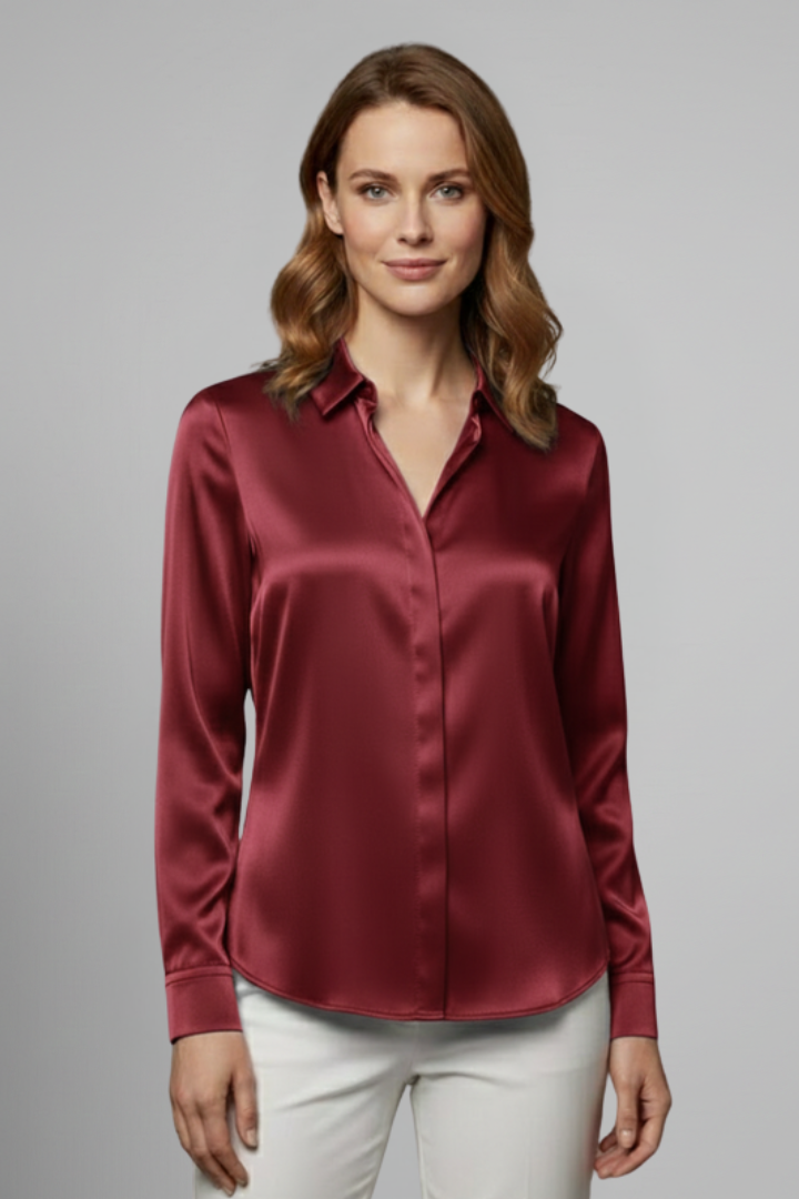 Women’s Blouse with V-Neck and Long Sleeves