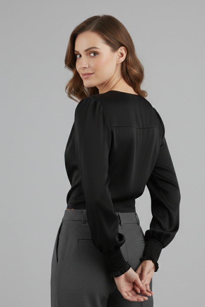 Women’s Blouse with V-Neck and Wrap Front