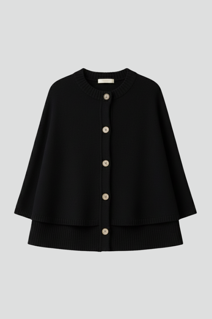 Women’s Cape Cardigan with Button-Front Design