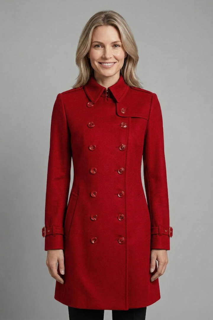 Women’s Coat with Double-Breasted Buttons and Long Sleeves