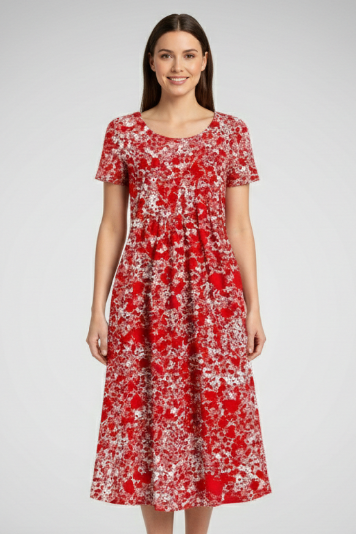 Women’s Dress with Round Neckline and Side Pockets